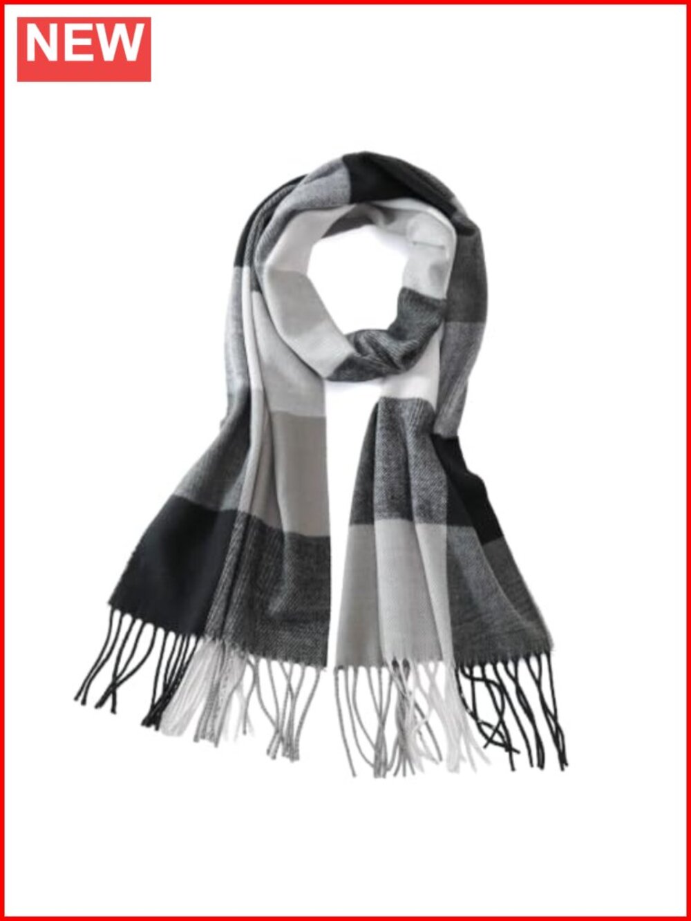 TAMOUKOC Tartan Plaid Scarf Fringe Accent Winter Wrap 71x11.8 Inch Acrylic